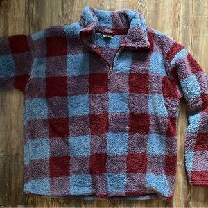 Eddie Bauer Plaid Sherpa Fleece Pullover